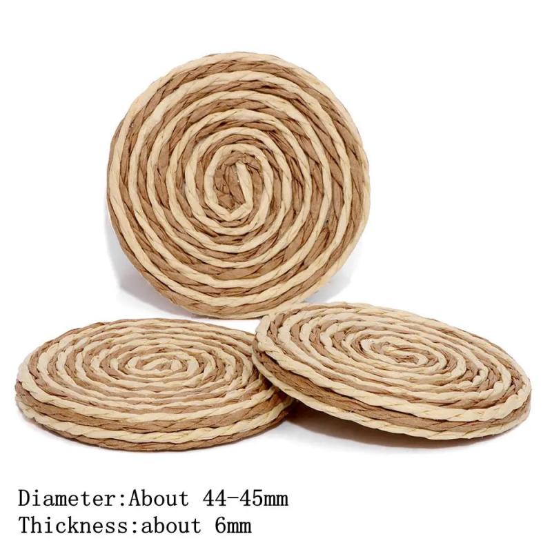 Round Rattan Straw Charms for Jewelry Making DIY