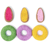 Round Rattan Straw Charms for Jewelry Making DIY