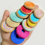 Round Rattan Straw Charms for Jewelry Making DIY