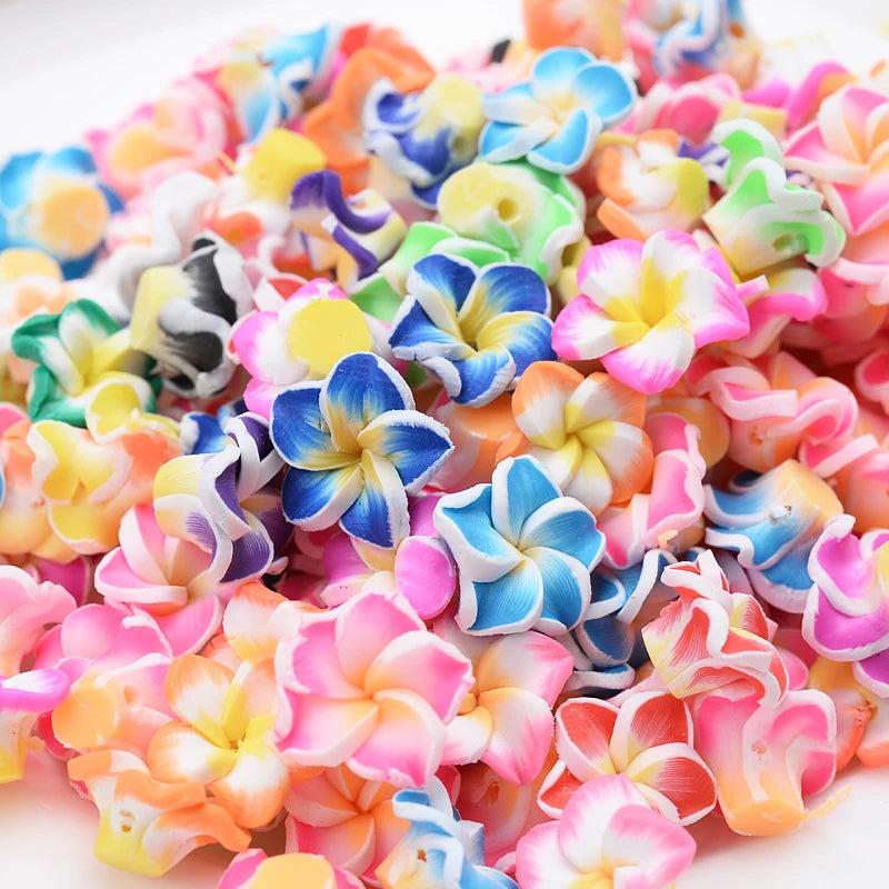 Mixed Flower Shape Polymer Clay Spacer Beads for DIY Jewelry Making