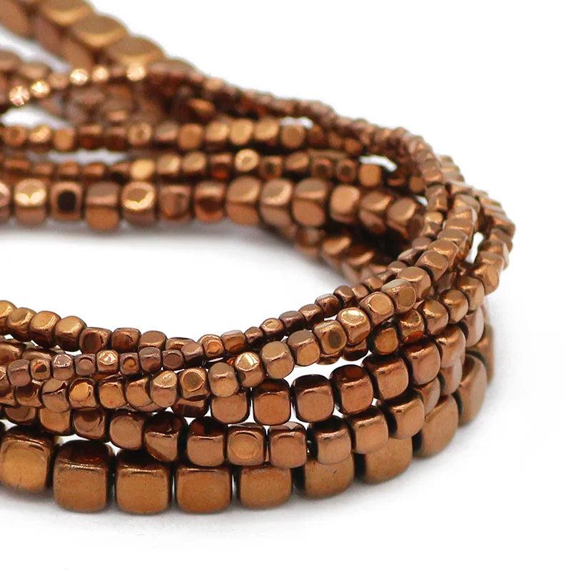 Copper Hematite Cube Spacer Beads for Jewelry Making
