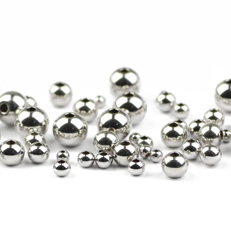 Stainless Steel Spacer Round Ball Beads Metal Charm DIY Jewelry Making