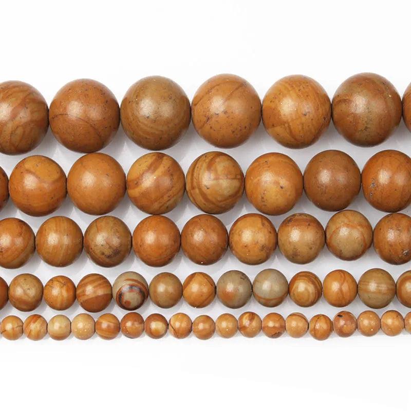 Smooth Wood Veins Round Beads for Jewelry Making 4/6/8/10/12 MM