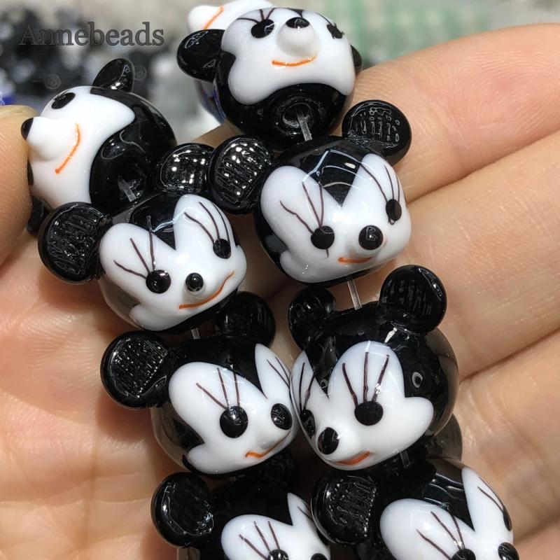 15x19mm Cartoon Mouse Lampwork Pendant Beads for DIY Jewelry