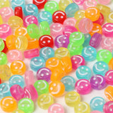 100pcs Acrylic Smiley Face Beads 7x4mm Happy Face Heart Beads DIY