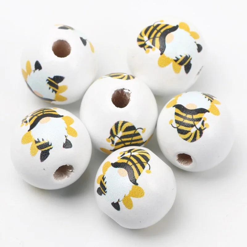 Cartoon Animal Pattern 15mm Wood Beads 10pcs DIY Findings