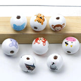 Cartoon Animal Pattern 15mm Wood Beads 10pcs DIY Findings