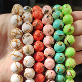 Multicolor Shell Howlite Round Beads for Jewelry Making DIY Bracelet