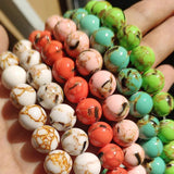 Multicolor Shell Howlite Round Beads for Jewelry Making DIY Bracelet