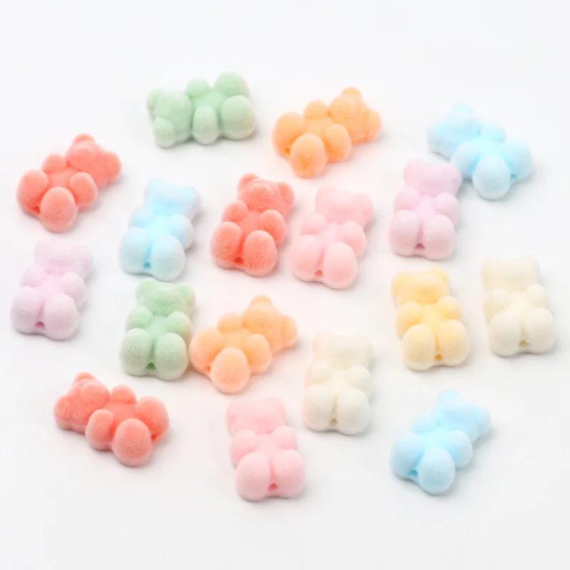 10pcs Candy Plush Bear Pendant Acrylic Beads for Jewelry Making DIY