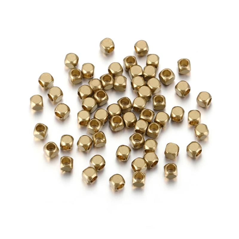 100pcs Brass Cube Square Spacer Beads for DIY Jewelry Making