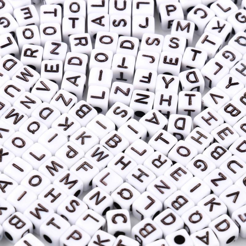 5mm Mixed Square Letter Acrylic Alphabet Cube Beads Jewelry Making DIY