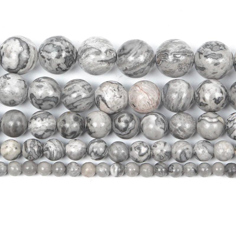 Grey Map Stone Earth Charm Beads 4/6/8/10/12 MM