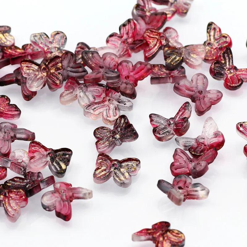 20-100pcs 10mm Multicolor Small Butterfly Czech Glass Beads Crystal Spacer Beads
