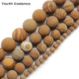 Matte Brown Wood Grain Stone Beads for Jewelry Making 4-12mm
