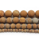 Matte Brown Wood Grain Stone Beads for Jewelry Making 4-12mm
