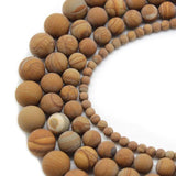 Matte Brown Wood Grain Stone Beads for Jewelry Making 4-12mm