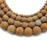 Matte Brown Wood Grain Stone Beads for Jewelry Making 4-12mm