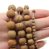 Matte Brown Wood Grain Stone Beads for Jewelry Making 4-12mm