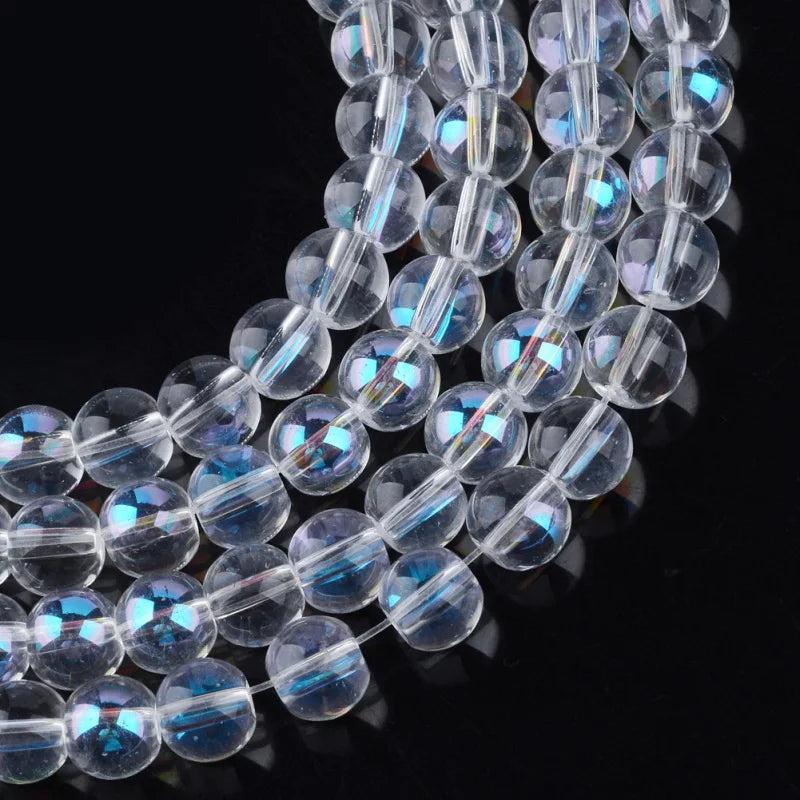 Rainbow Plated Glass Round Beads 6mm 8mm DIY Jewelry Making F70