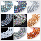 Rainbow Plated Glass Round Beads 6mm 8mm DIY Jewelry Making F70