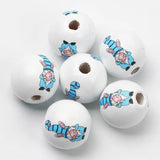 15mm Easter Pattern Wooden Beads Rabbit Carrot DIY Accessories