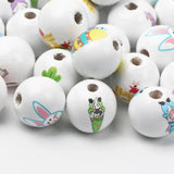 15mm Easter Pattern Wooden Beads Rabbit Carrot DIY Accessories