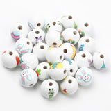 15mm Easter Pattern Wooden Beads Rabbit Carrot DIY Accessories