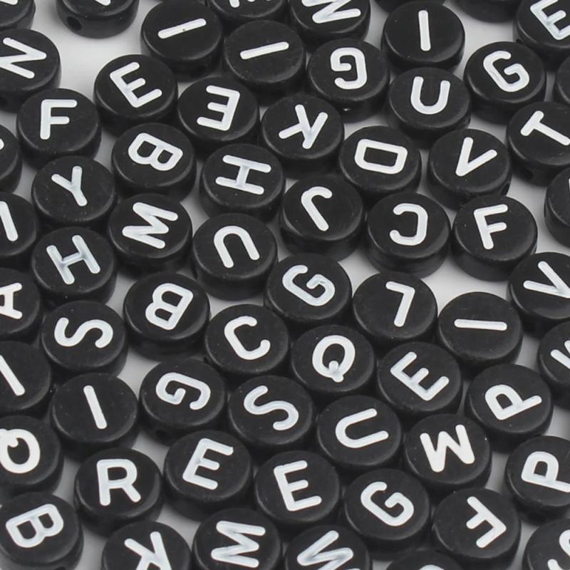 Mixed Letter Acrylic Beads Round Alphabet for DIY Jewelry