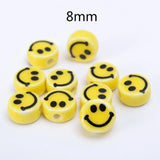 8-16mm Yellow Smiley Face Beads Pendant Round Ceramic Spacer Bead