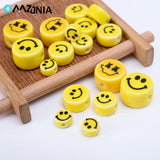 8-16mm Yellow Smiley Face Beads Pendant Round Ceramic Spacer Bead