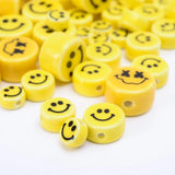 8-16mm Yellow Smiley Face Beads Pendant Round Ceramic Spacer Bead