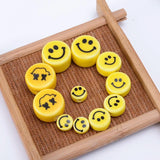 8-16mm Yellow Smiley Face Beads Pendant Round Ceramic Spacer Bead