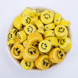 8-16mm Yellow Smiley Face Beads Pendant Round Ceramic Spacer Bead