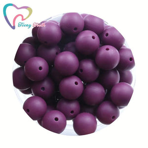 10 PCS Red Wine Silicone Teething Beads Round 9-19 MM for Baby Food Nursing