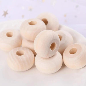 10-30Pcs Wooden Beads Natural Eco-Friendly Flat Spacer Loose Wood DIY