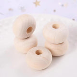 10-30Pcs Wooden Beads Natural Eco-Friendly Flat Spacer Loose Wood DIY