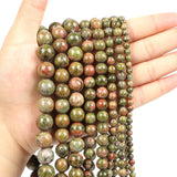 Natural Unakite Gemstone Round Beads 4-12mm 14'' Strand
