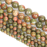 Natural Unakite Gemstone Round Beads 4-12mm 14'' Strand