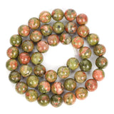 Natural Unakite Gemstone Round Beads 4-12mm 14'' Strand