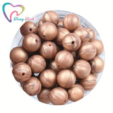 10PCS Metallic Copper Round 9-15 MM Teething Jewelry Silicone Loose Beads