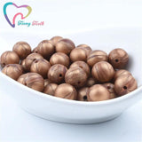 10PCS Metallic Copper Round 9-15 MM Teething Jewelry Silicone Loose Beads