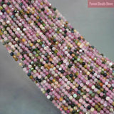 Faceted Multicolor Tourmaline Round Spacer Beads 15'' 2mm/3mm