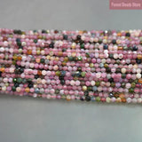 Faceted Multicolor Tourmaline Round Spacer Beads 15'' 2mm/3mm