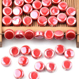 20pcs 8mm Ceramic Beads Cross Hole Round Flat Beads for Jewelry Making