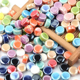 20pcs 8mm Ceramic Beads Cross Hole Round Flat Beads for Jewelry Making