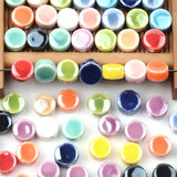 20pcs 8mm Ceramic Beads Cross Hole Round Flat Beads for Jewelry Making