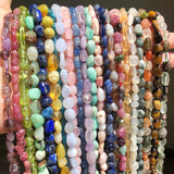 Natural Pink Opal Moonstone Colorful Fluorite Stone Beads 15