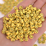 7mm 100pcs Yellow Smiley Face Beads Acrylic Beads DIY Bracelets