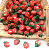 Red Strawberry Polymer Clay Beads for Jewelry Making